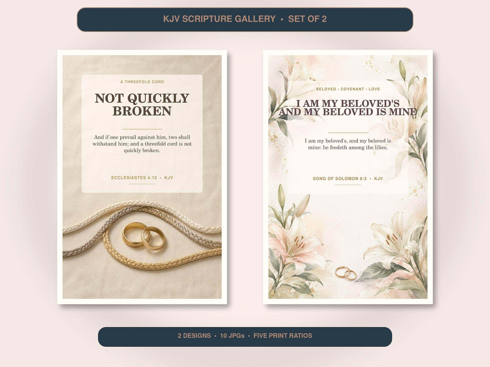 Christian Marriage Wall Art Set of 2, KJV Wedding Printables Christian Marriage Wall Art Set of 2, KJV Wedding Printables showing all 2 included Christian printable designs.