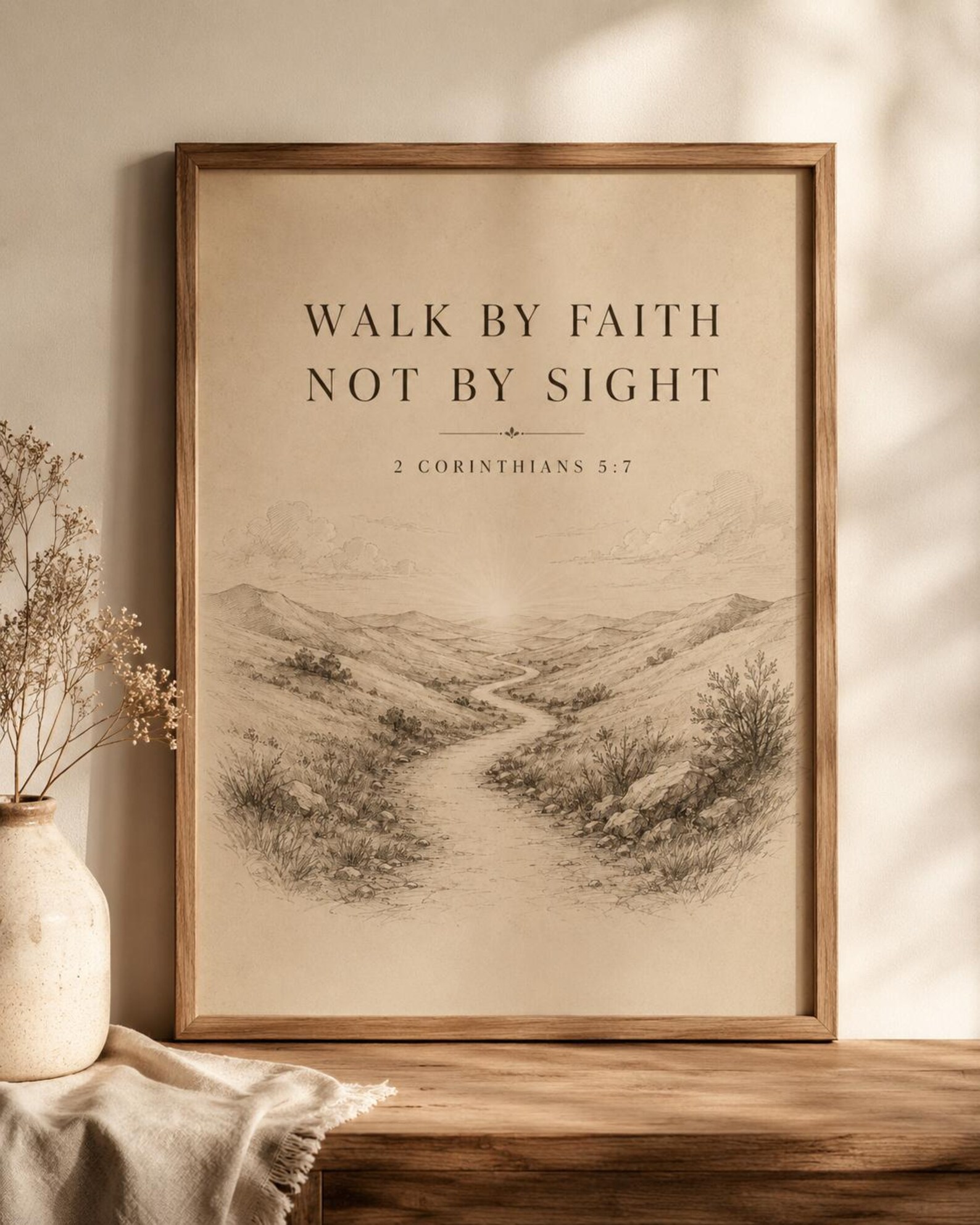 2 Corinthians 5:7 Printable Wall Art, a Christian digital printable from the Bible Verse Prints collection by Thanks Lord Jesus