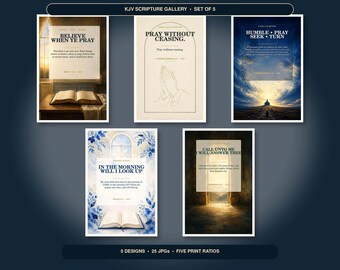 Prayer Room Scripture Wall Art Set of 5, KJV Printable Bundle