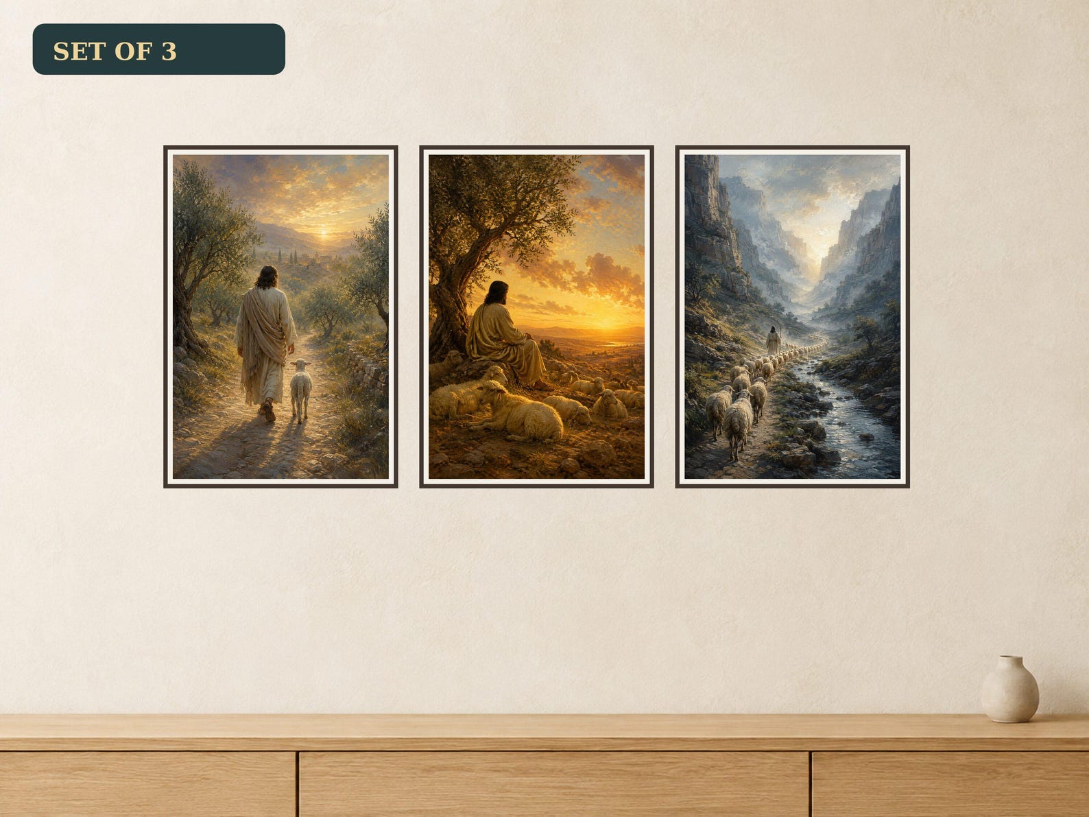 Shepherd Journey Set of 3 premium Christian wall art bundle displayed as a clean gallery with all 3 included artworks visible.