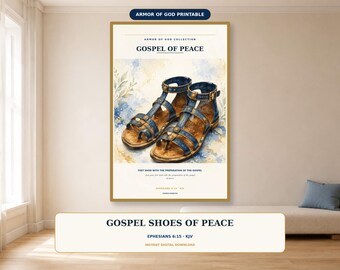 Gospel Shoes of Peace Wall Art, Ephesians 6:15 KJV Printable, Armor of God Christian Decor, Scripture Print