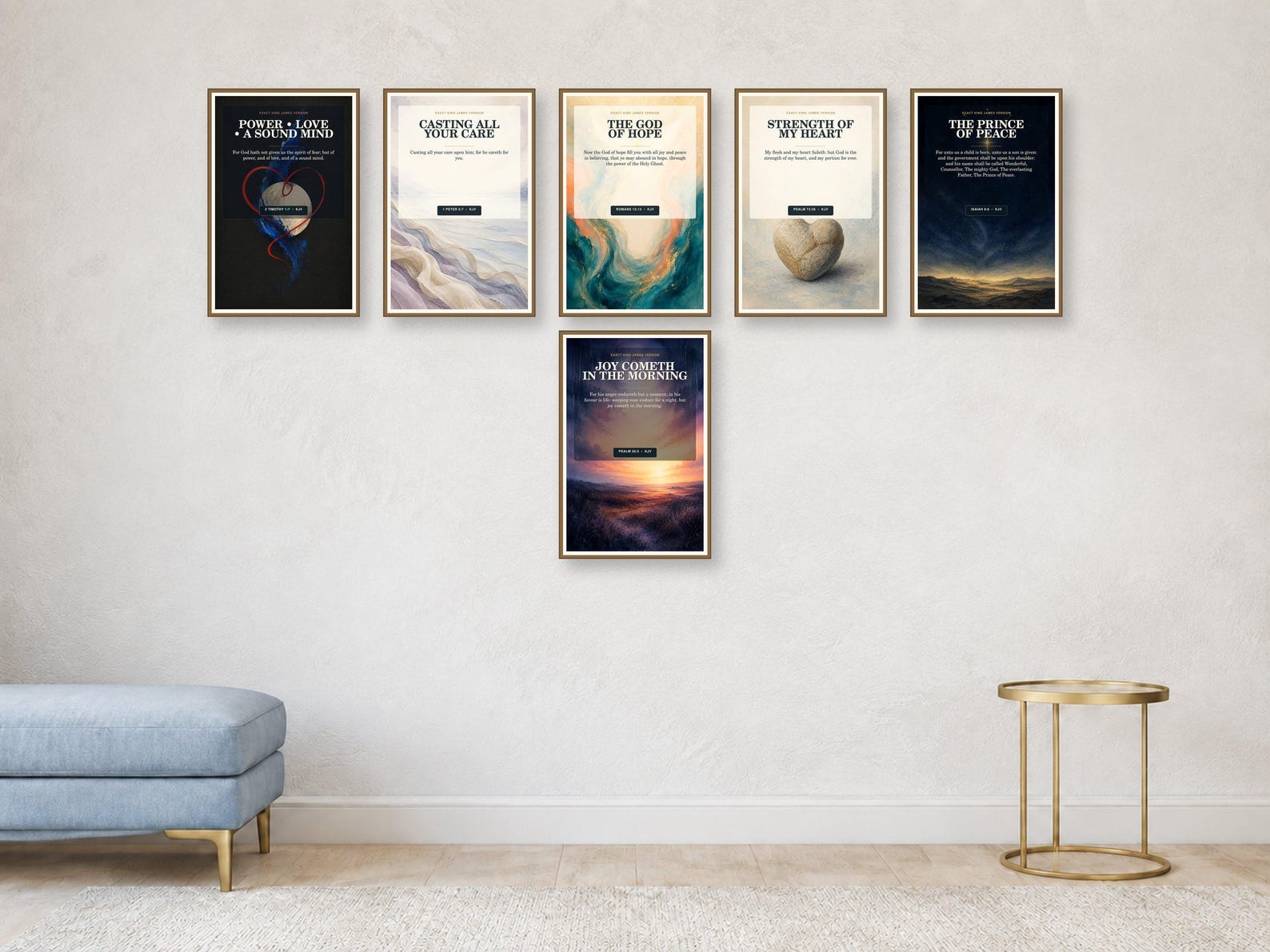 Peace Comfort and Hope Wall Art Set of 6, KJV Bundle Peace Comfort and Hope Wall Art Set of 6, KJV Bundle showing all 6 included Christian printable designs.