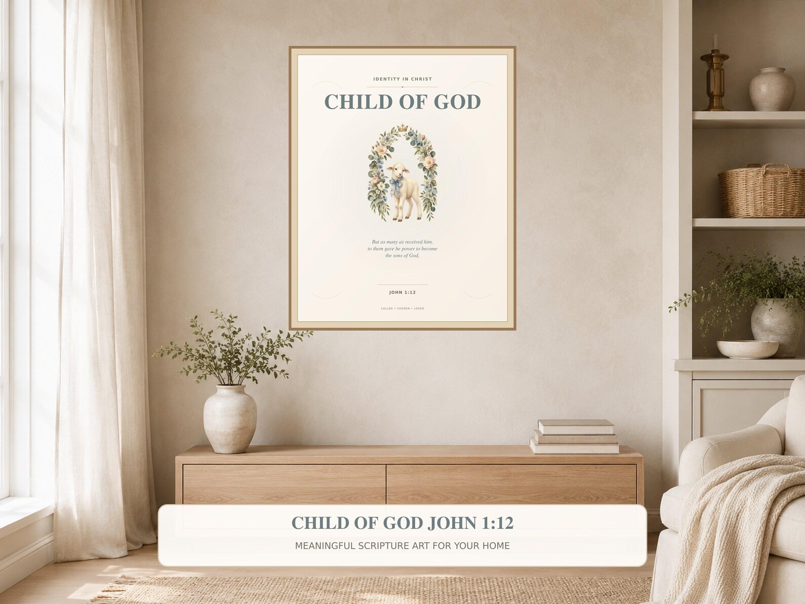 Child of God John 1:12 Printable Wall Art, a Christian digital printable from the Identity in Christ collection by Thanks Lord Jesus
