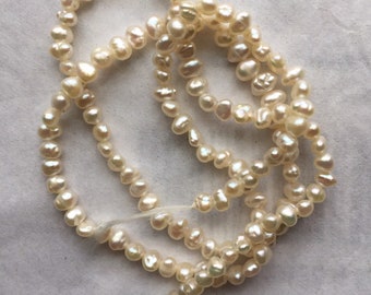 Vintage Biwa Pearls. Rare 16” Strand. 4x3mm Slightly Graduated Strand.