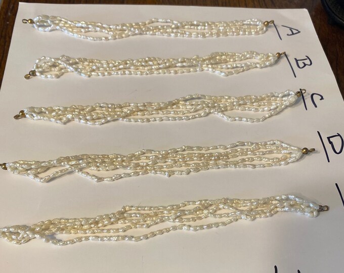 Rice Pearls. 5 Strands Unfinished Bracelets. Rice/seed Pearls Unused ...