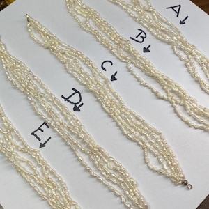 Rice Pearls. 5 Strands unfinished bracelets. Rice/Seed Pearls Unused Vintage.
