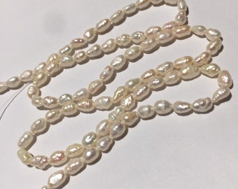 Rice Pearl Strand 18” avg size 4x6mm Vintage Japanese Pearls