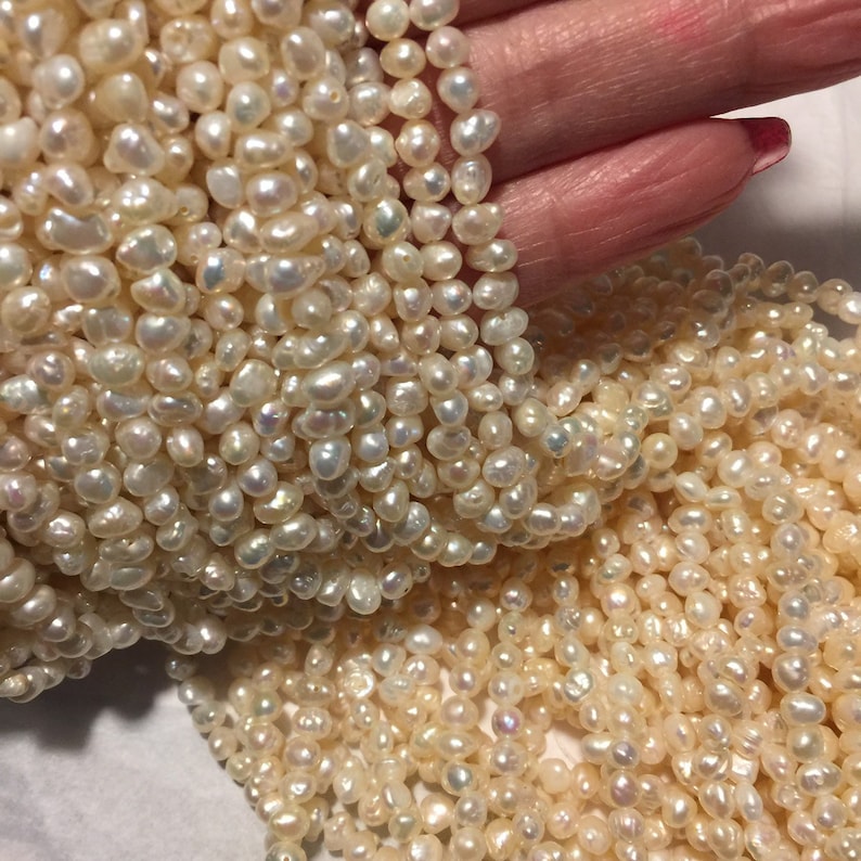 Lake Biwa Pearls 16 inch long strand. 5 to 6 x 4 x 3 mm Etsy