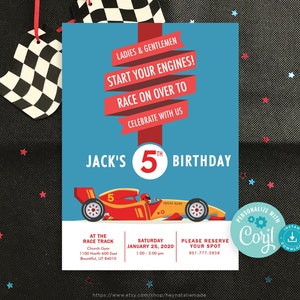 Race Car Birthday Party Invitation