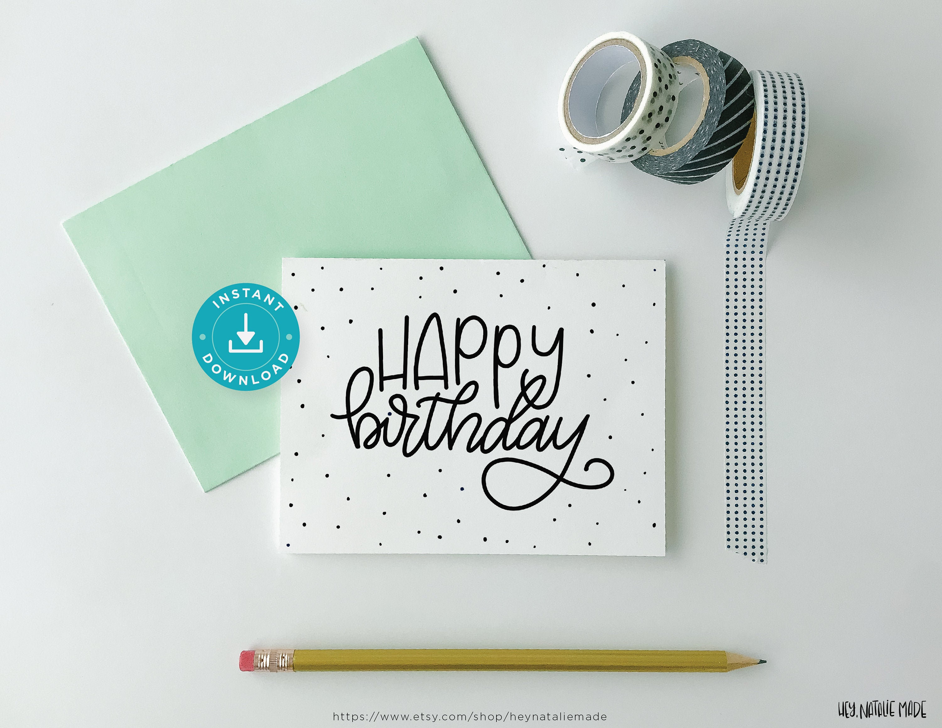 happy birthday printable card black and white etsy