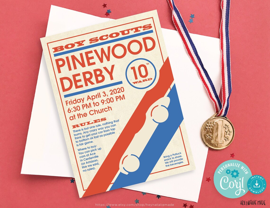 Pinewood Derby Invitation Etsy