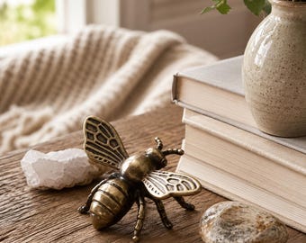 5-teiliges Vintage-Bienenfiguren-Set, Bienen-Dekor aus antikmessingfarbenem Metall, Hummel-Ornament, Schreibtischdeko im Cottagecore-Stil, Geschenk für Bienenliebhaber