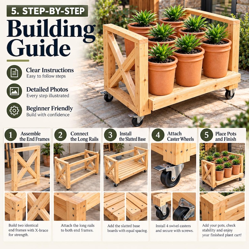 9-bucket Garden Stand Plans, DIY Wooden Planter Rack (PDF Download) - Etsy