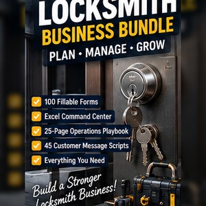Locksmith Business Bundle | 100 Forms, Excel CRM, Rekey Records, Key Control, Estimates & Service Templates