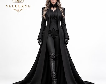 Noctavelle Victorian Waistcoat Outfit, Gothic Tailcoat Suit for Women, Dark Academia Vampire Costume, Aristocrat Formalwear
