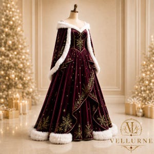 Victorian Christmas Dress With Fur