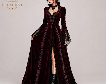 Ravessara Victorian Velvet Dress, Gothic Vampire Gown, Dark Romance Halloween Costume, Lucille Sharpe Inspired Masquerade Ball Gown