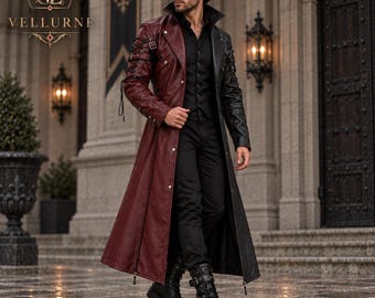 Steampunk Leather Trench Coat, Gothic Vampire Hunter Long Coat, Victorian Cyberpunk Duster, Van Helsing Inspired Cosplay Jacket