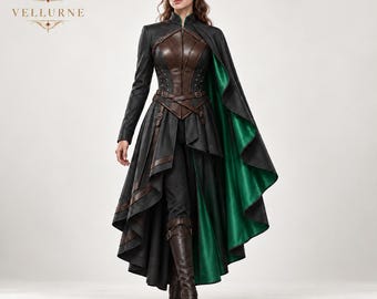 Dark Elf Ranger Costume, Nightwarden Leather Outfit, Fantasy Archer LARP Armor, Medieval Elven Cosplay, Ren Faire Halloween Costume Handmade