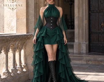 Virelith Emerald Gown, Alicent Hightower Inspired Dress, Gothic Corset Costume, Green Queen Fantasy Gown, Medieval Ren Faire Outfit, Cosplay