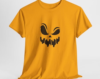 T-shirt met druipend pompoengezicht | Spooky Skull shirt voor Halloween