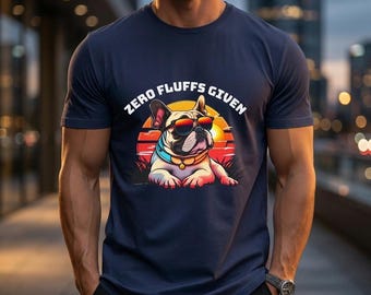 T-shirt met Franse bulldog bij zonsondergang, retro cadeau voor hondenliefhebbers, Airlume katoenen kleding
