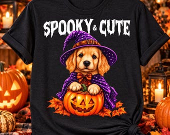 Halloween T-shirt voor honden, griezelig puppy T-shirt, heksenhond T-shirt, pompoenhond T-shirt, Halloween cadeau voor hondenliefhebbers