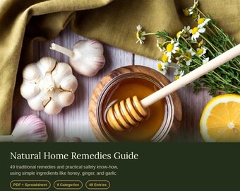 Guida ai rimedi naturali casalinghi, medicina popolare tradizionale PDF + foglio di calcolo (download digitale)