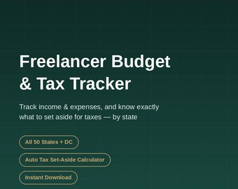 Foglio di calcolo per la gestione del budget dei freelance, calcolatore delle tasse per i lavoratori autonomi. Download digitale per tutti i 50 stati.