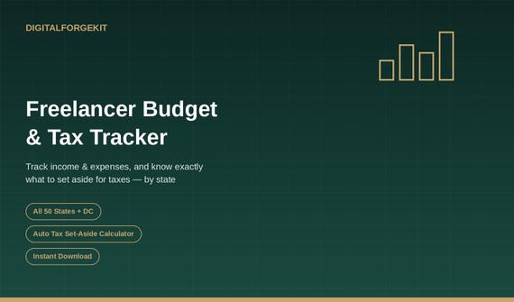 Freelancer Budget Tracker Spreadsheet, Self Employed Tax Calculator. All 50 States Digital Download