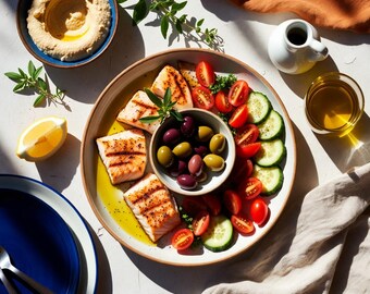 Mediterranean Diet Cookbook, 30 Heart-Healthy Recipes, Easy Meal Plan (Digital Download)