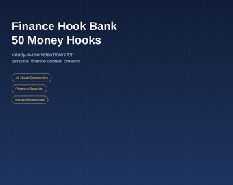 Video di presentazione finanziaria, 50 modelli di script per il denaro, creatore di contenuti per la finanza personale (download digitale)