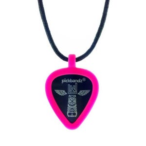 Guitar Pick Holder Necklace • Silicone Pendant • Wearable Pick Holder • Pickbandz Hollywood Pink