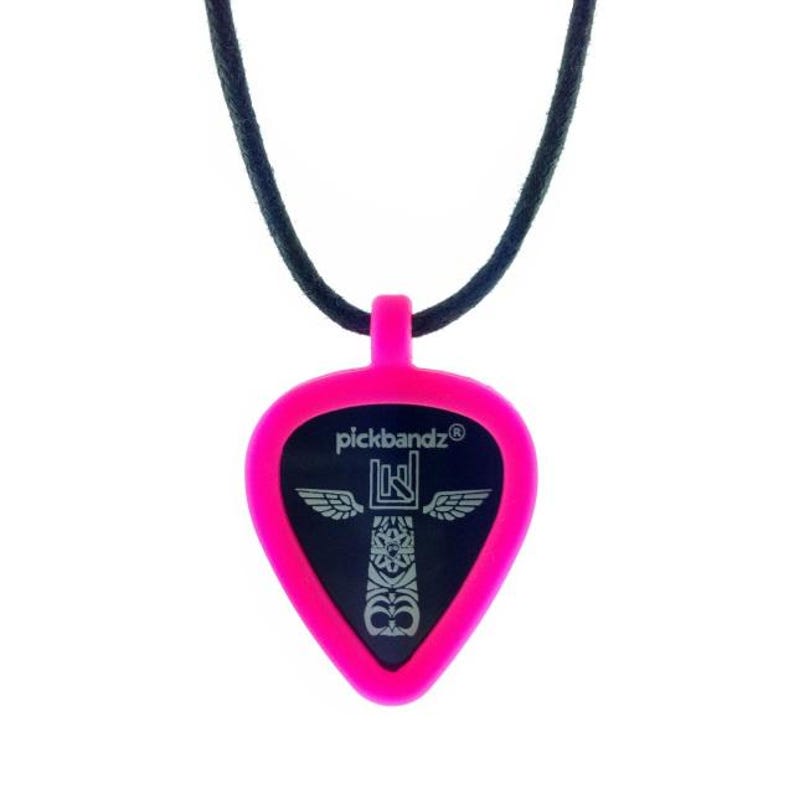 Guitar Pick Holder Necklace • Silicone Pendant • Wearable Pick Holder • Pickbandz Hollywood Pink