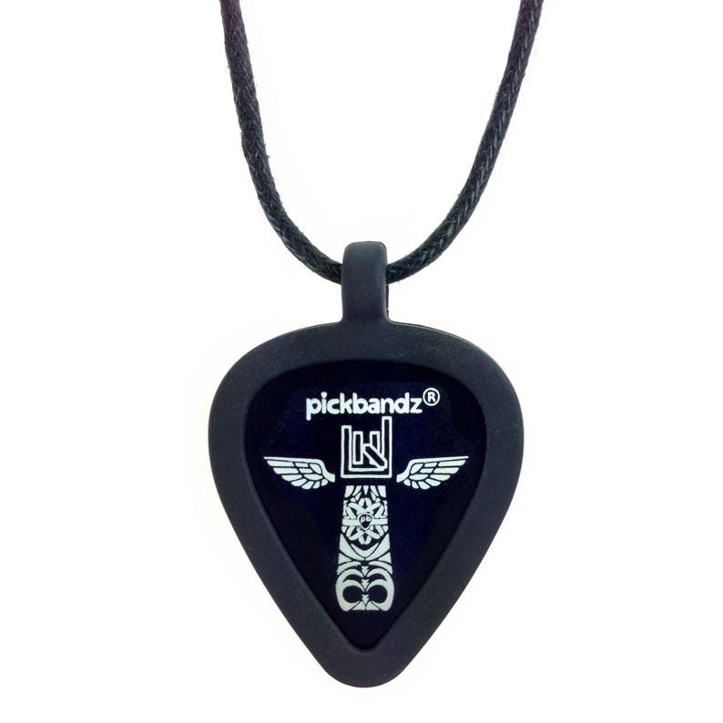 Guitar Pick Holder Necklace • Silicone Pendant • Wearable Pick Holder • Pickbandz Epic Black