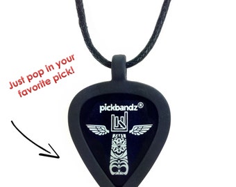 Collar con púa de guitarra de Pickbandz - ¡Personalízalo introduciendo tu púa favorita! Selección gratuita de Pickbandz incluida