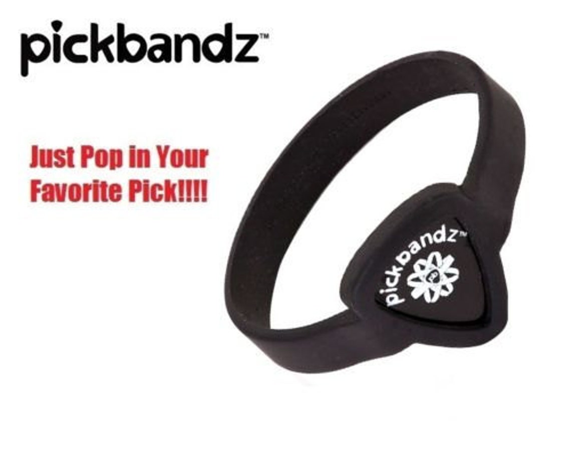 GUITAR PICK Wristband by Pickbandz Pick Holder in Epic Black.. Etsy