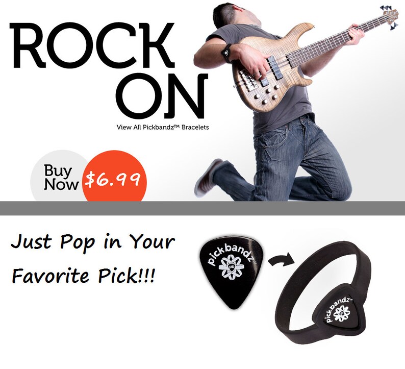 GUITAR PICK Wristband by Pickbandz pick holder in Epic Black.. Etsy