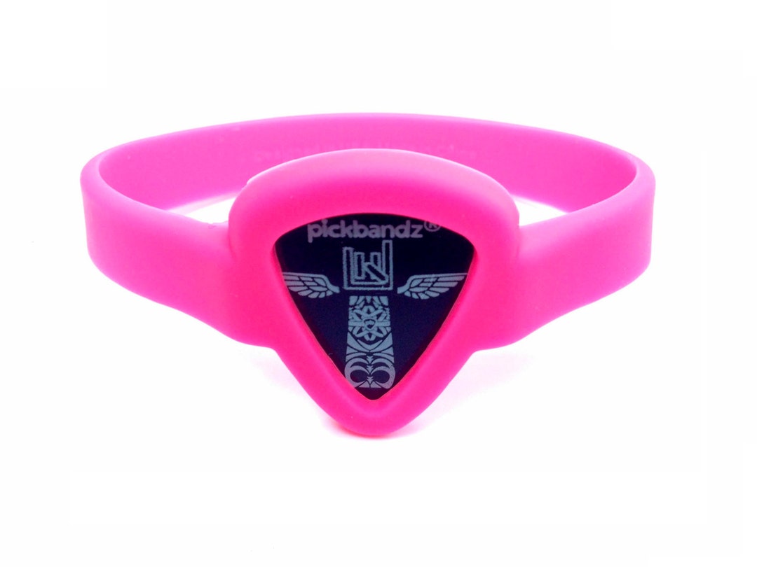 GUITAR PICK Wristband by Pickbandz Pick Holder in Hollywood Pink