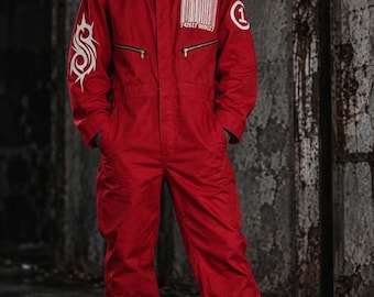 Tuta con codice a barre del 1999, ROSSA. Resistente. Tuta a tema Slipknot. Costume di Halloween unisex.
