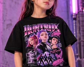 Comfort Colors® KPop Demon Hunters Kids Shirt, HUNTRIX Girls Graphic Tee
