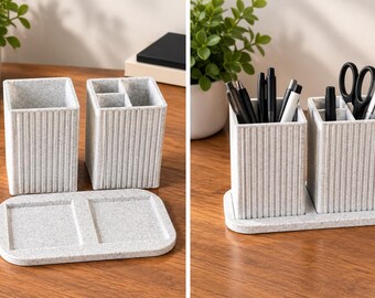 3D Printed Desk Organizer Set | Modular Pen Holder & Desktop Storage Tray | Modern Office Organizer | Home Office Decor