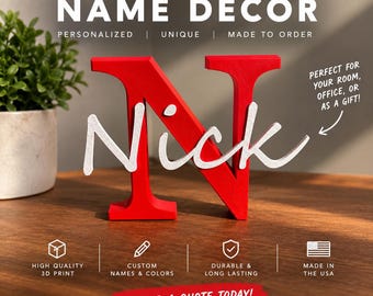 Personalized 3D Printed Name Initial Display
