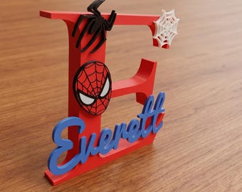 Personalized Name Stand | 3D Printed Spider-Man Decor (PLA Plastic)