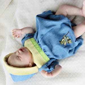 9-10 Inch Micro Mini Baby Boys denim Romper Set for Silicone Reborn Art Dolls! CLOTHING ONLY!