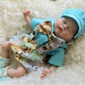 Jungle Animals Shorts Romper Set for Baby Boy 14 inch Reborn Silicone Art Doll! Suspenders and Bow Tie! FREE SHIP USA!