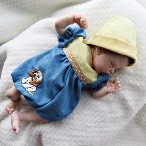 9-10 Inch Micro Mini Baby Boys denim Romper Set for Silicone Reborn Art Dolls! CLOTHING ONLY!