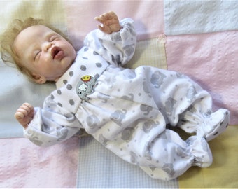 25 cm Baby Footie Sleeper Pyjama für Reborn Silikon Mini Art Doll! NUR BEKLEIDUNG!