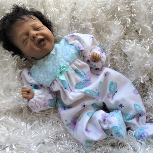 12 Inch Baby  Footie Sleeper Pajamas for Reborn Silicone Mini Art Doll ! CLOTHING ONLY!