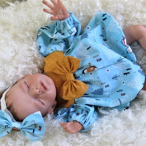 13-14 inch Micro Preemie Baby Romper for Reborn Silicone Art Dolls. Penguins! Winter theme! CLOTHING ONLY!